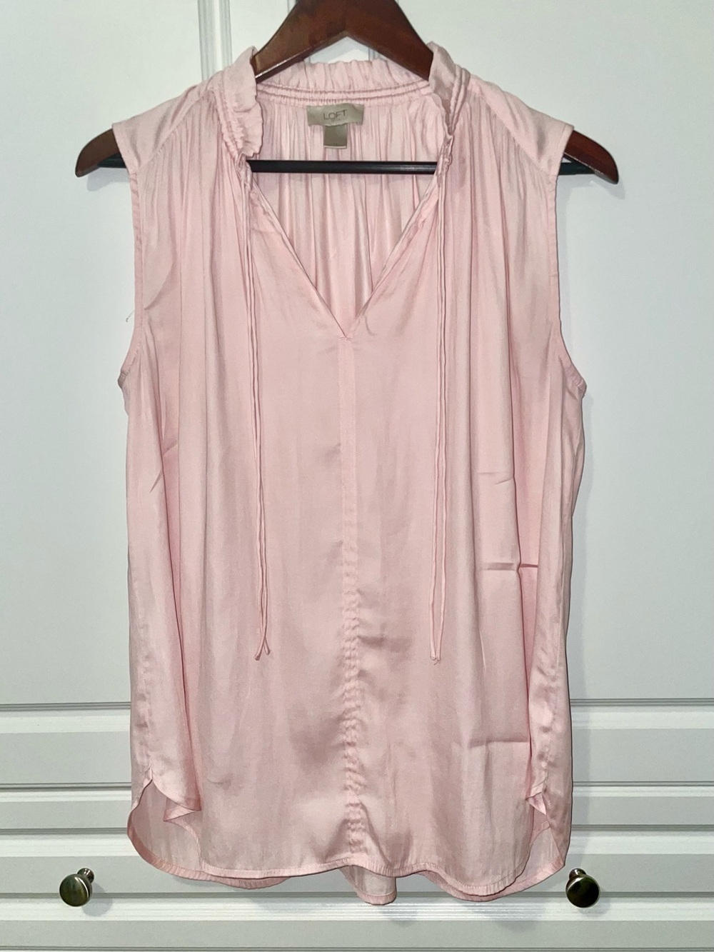LOFT Pastel Pink Sleeveless Tie-Neck Camisole